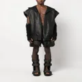 Rick Owens Lido sleeveless hooded leather jacket - Black
