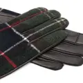 Barbour Aubrey tartan-check panelled leather gloves - Brown