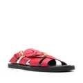 Moschino buckled leather slides - Red