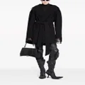 Balenciaga fringed wool wrap coat - Black