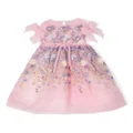 MARCHESA KIDS COUTURE floral-embroidered flared dress - Pink