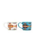 Pendleton geometric-print ceramic mugs (set of four) - Blue