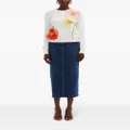 Oscar de la Renta Painted Poppies-embroidered cotton jumper - White