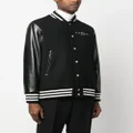 John Richmond striped-trim logo baseball jacket - Black