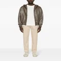 Emporio Armani hooded leather bomber jacket - Brown