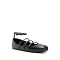 Alexander McQueen buckled-straps leather ballerina shoes - Black