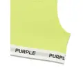 Purple Brand logo-tape cotton sports bra - Green