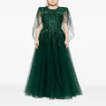 Jenny Packham Osha sequin-embellished cape gown - Green