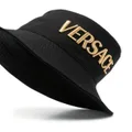 Versace embroidered-logo cotton bucket hat - Black
