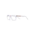 Yohji Yamamoto transpatent geometric-frame glasses - White
