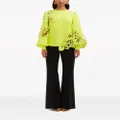 Oscar de la Renta floral-embroidered silk blouse - Yellow