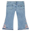 guess kids floral-embroidery flared jeans - Blue