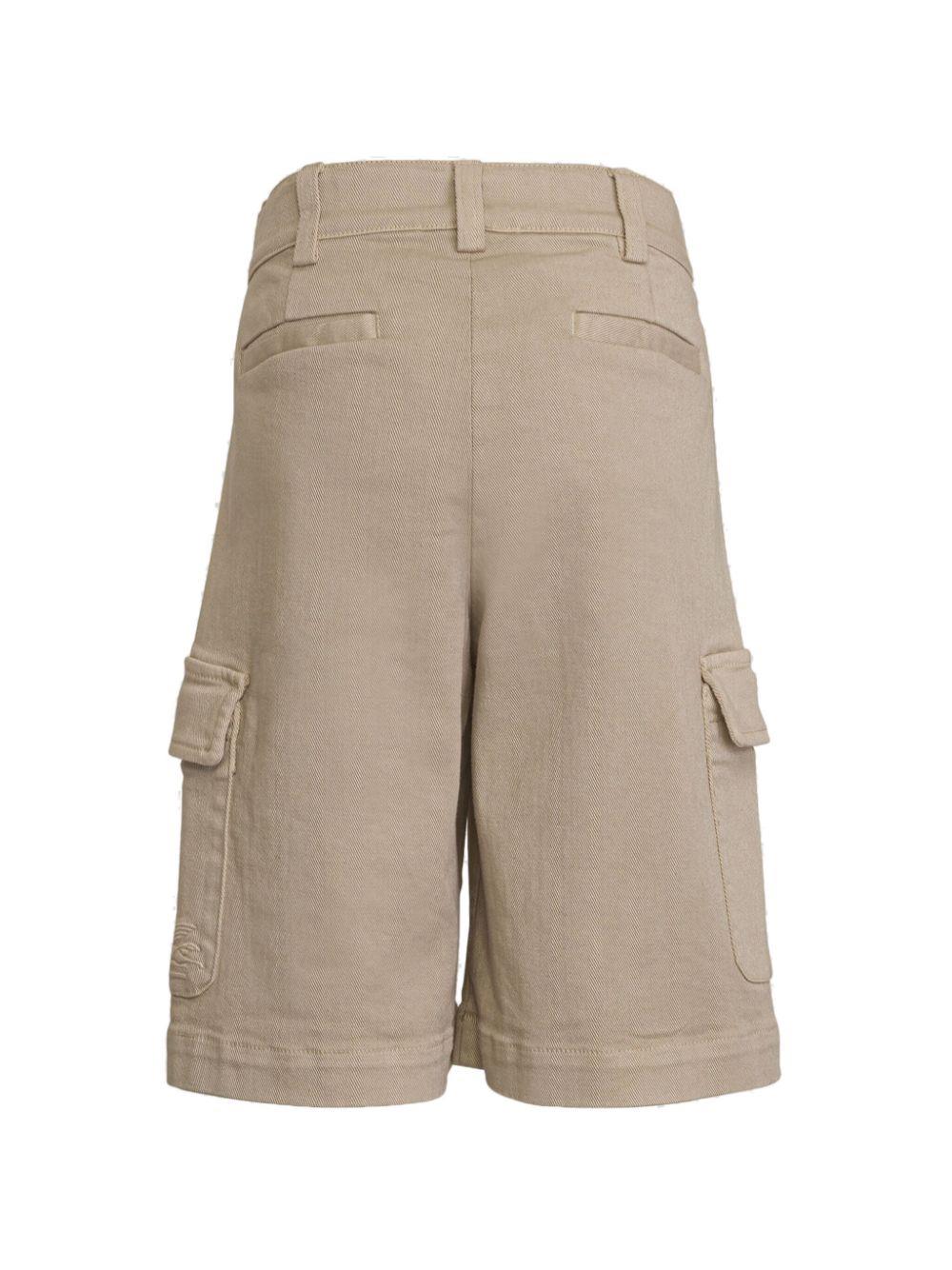 ETRO KIDS logo-embroidered cargo shorts - Neutrals