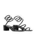René Caovilla rhinestone-embellished satin sandals - Black