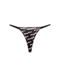 Moschino logo-straps scallop-edge thongs (set of three) - Black