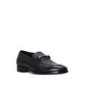 BOSS logo-plaque Saffiano-leather loafers - Black