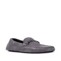 BOSS branded-hardware suede loafers - Grey