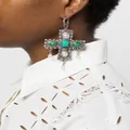 Roberto Cavalli multi-stone cross drop earrings - Silver