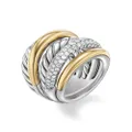 David Yurman 18kt yellow gold and sterling silver Bold Mercer diamond stacked ring