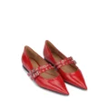 GANNI buckled pointed-toe ballerina shoes - Red