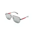 Prada Linea Rossa logo-appliqué geometric-frame sunglasses - Grey