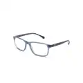 Emporio Armani polished-effect rectangle-frame glasses - Blue