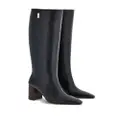 Ferragamo 85mm logo-plaque leather boots - Black