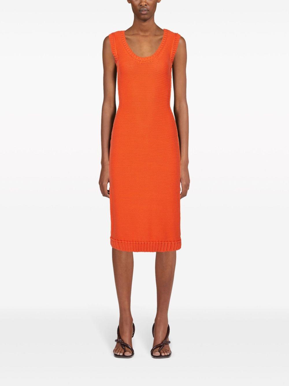 Ferragamo sleeveless knitted midi dress - Orange