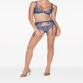 Fleur Du Mal Lily embroidered hipster thong - Blue