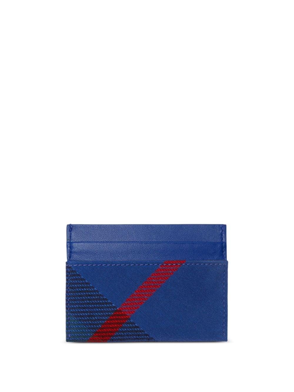 Burberry checked leather cardholder - Blue