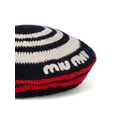 Miu Miu logo-appliqué crochet beret - Black