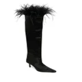 Alexander Wang Viola feather-trim satin boots - Black