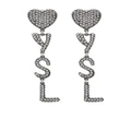 Saint Laurent crystal-embellished logo clip-on earrings - Silver