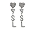 Saint Laurent crystal-embellished logo clip-on earrings - Silver