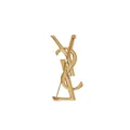 Saint Laurent textured logo letter brooch - Gold