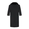 Saint Laurent faux-fur trim double-breasted coat - Black