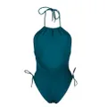 Saint Laurent lace-up detail swimsuit - Blue