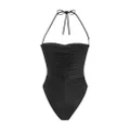 Saint Laurent ruched haltereck-tie swimsuit - Black