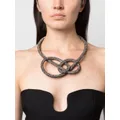 Emporio Armani crystal-embellished knot-detailing necklace - Silver
