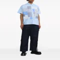 Junya Watanabe MAN striped patchwork cotton shirt - Blue