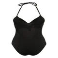 Emporio Armani rhinestone-logo swimsuit - Black