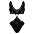 Roberto Cavalli cut-out openwork swimsuit - Black