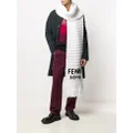 FENDI logo-embroidered oversize scarf - White