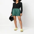 LOEWE embossed-logo leather shorts - Green