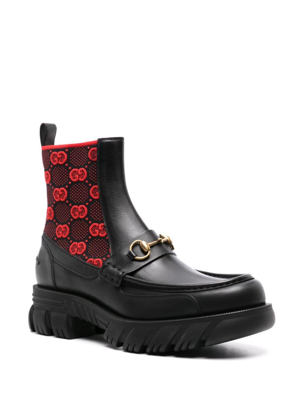 Gucci Horsebit-detail GG-jacquard boots - Black