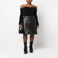 FENDI logo-waistband leather skirt - Black