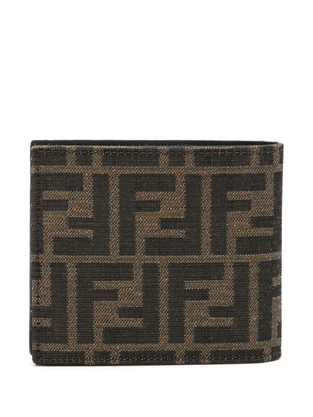FENDI FF-jacquard leather wallet - Brown