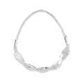 Alessandra Rich crystal-embellished twist collar nekclace - Silver