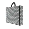 Thom Browne logo-print striped briefcase - Grey