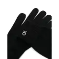 Calvin Klein logo-plaque ribbed gloves - Black